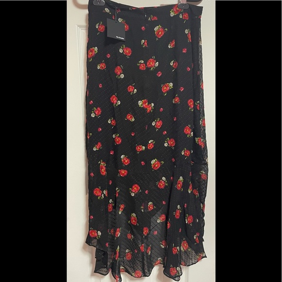 The Kooples Women's Midi Skirt with Assymetrical Hem in a Floral Print - Picture 3 of 6